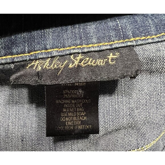 Ashley Stuart denim jacket raw hem rocker rockabilly biker Distressed Festival C - Picture 8 of 8